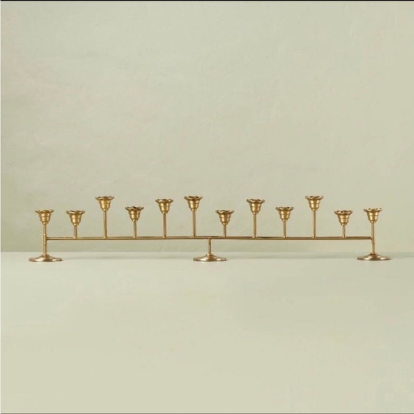 Antiqued Metal Taper Ruffled Candelabra Brass Finish - Hearth & Hand Magnolia - Picture 1 of 11